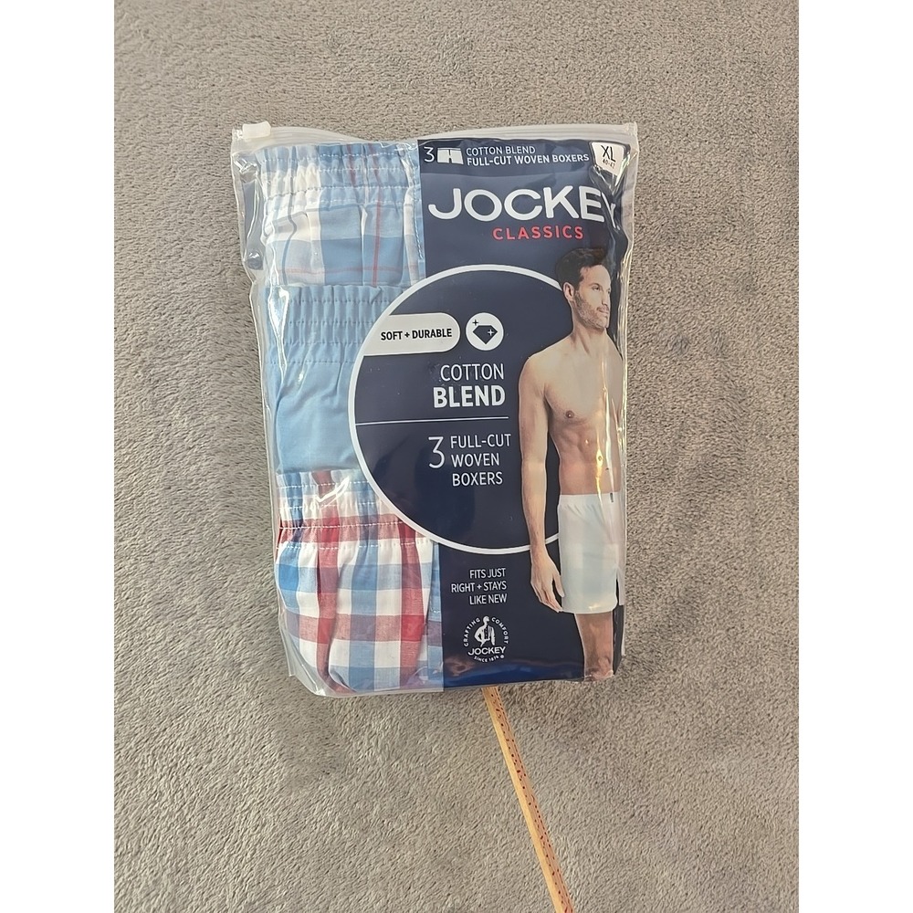 Men's 3-Pack‎ Jockey Classic Cotton Blend Full Cut Woven Boxer Shorts XL New